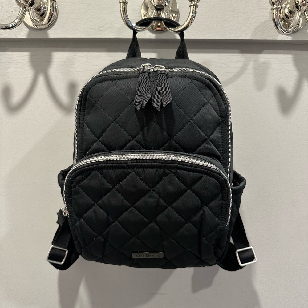 Vera Bradley Black Small Backpack in Performance Twill